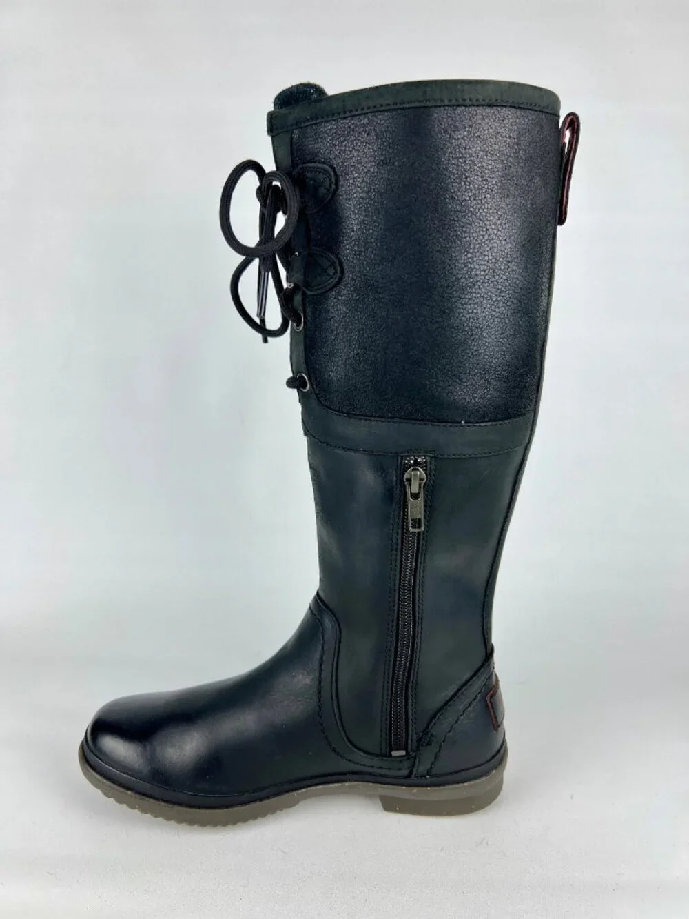 Ugg Womens Elsa Tall Boots 1008438 Black Waterproof Leather Rain Winter size 6